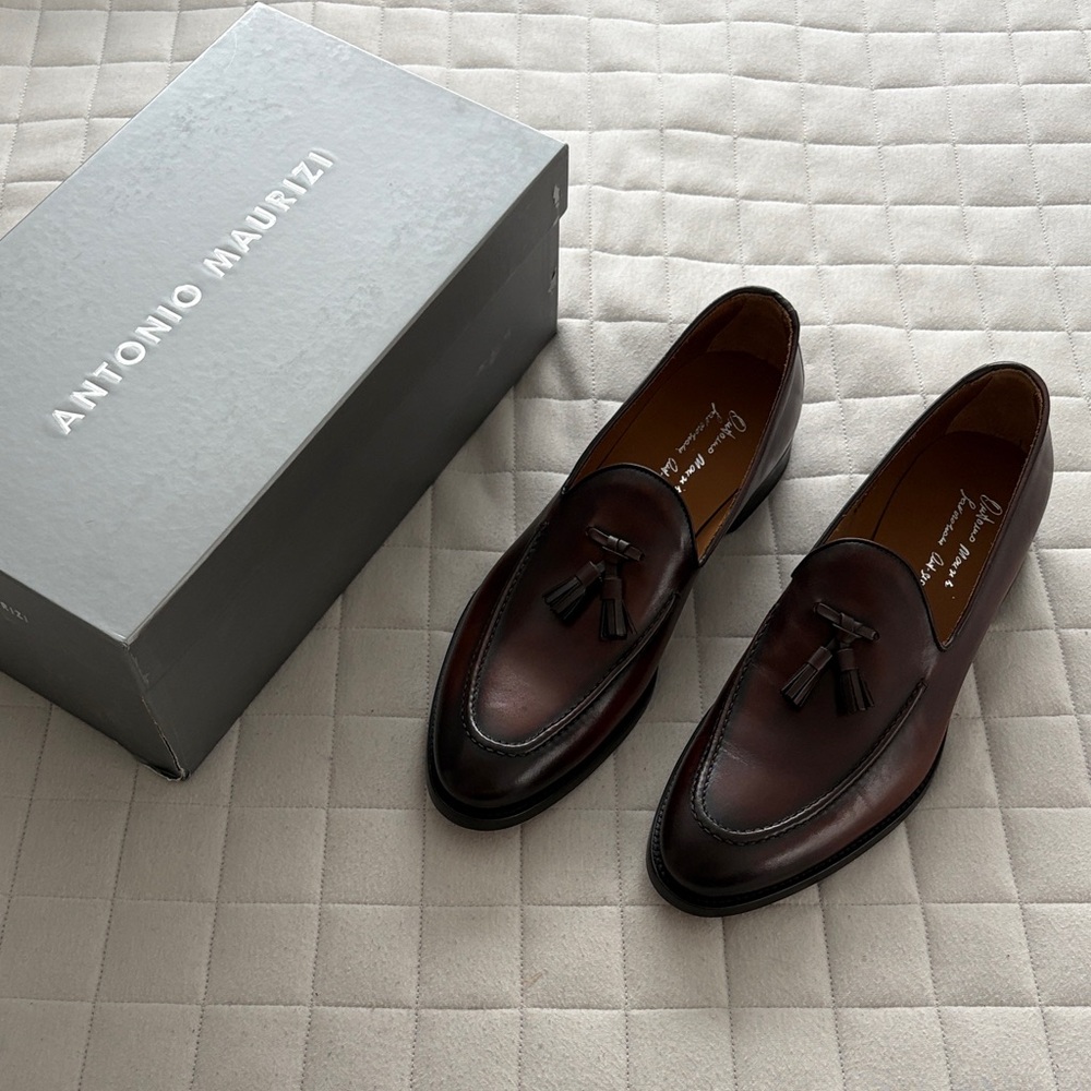 Antonio Maurizi Men’s Dark Brown Cognac Tassel Loafers